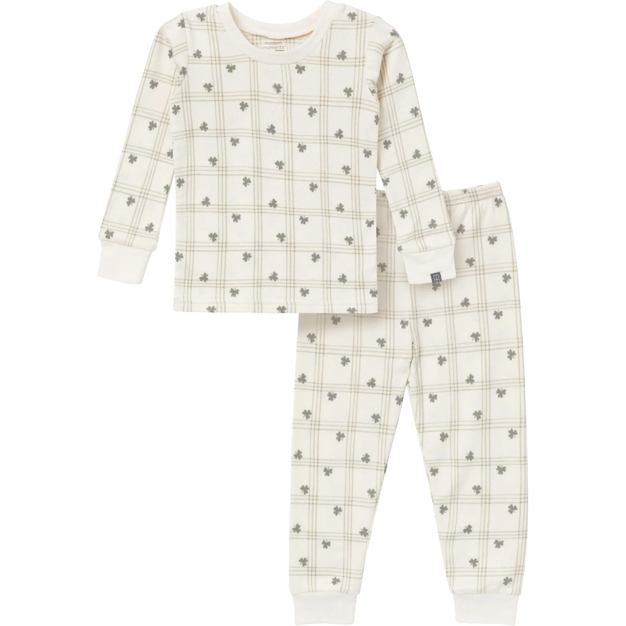 2-Piece Infant & Toddler Neutral Ivory Shamrock Snug Fitting Pajamas Set