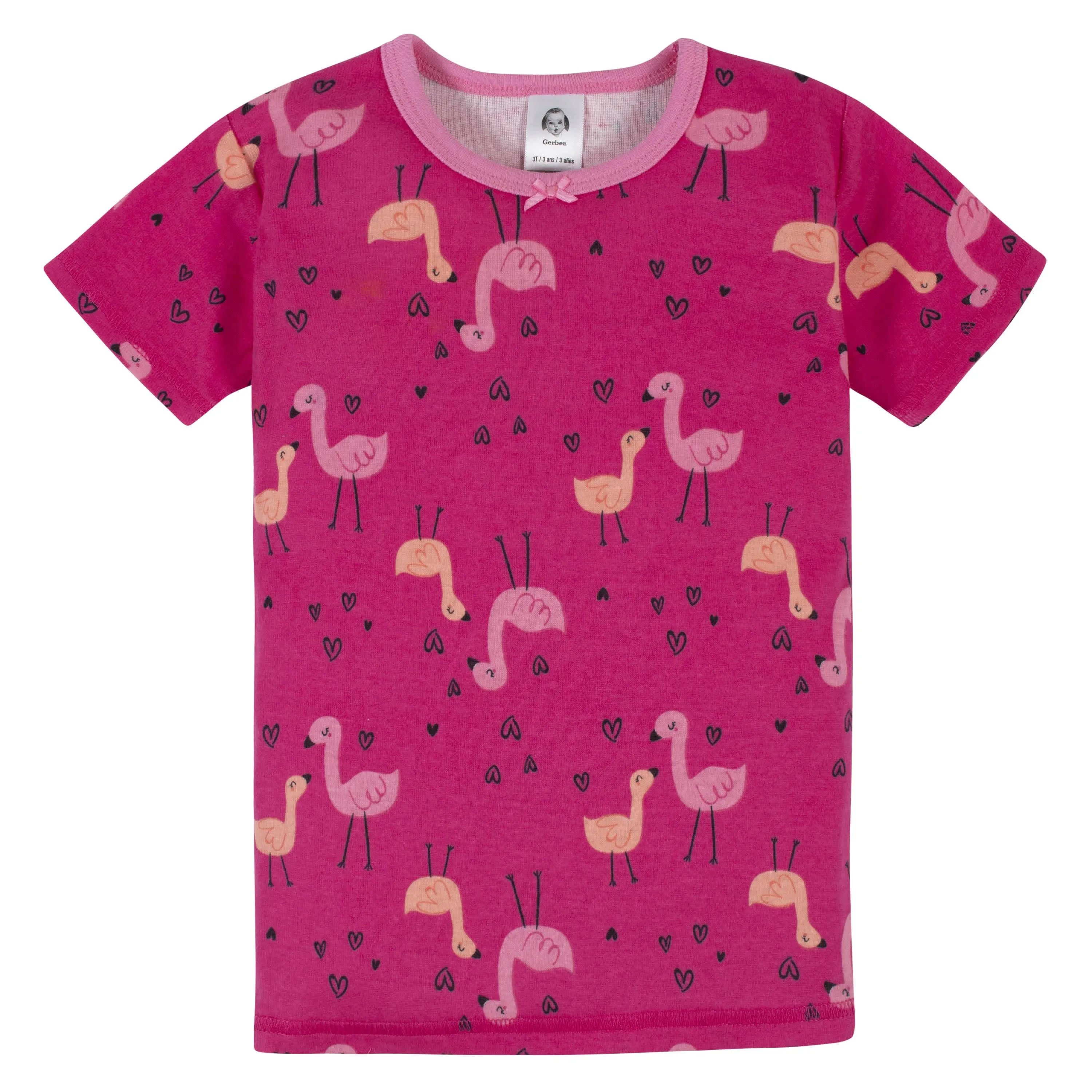 4-Piece Girls Flamingo Snug Fit Cotton Pajamas