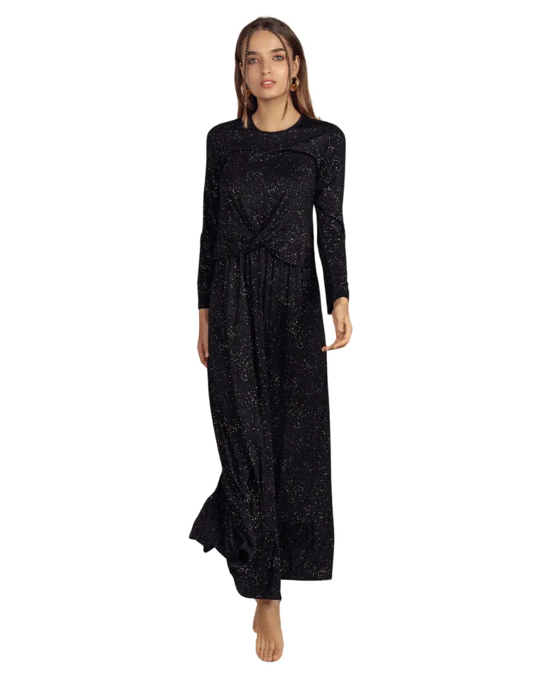 922 Black Gold Speckled Cotton Nursing Nightgown