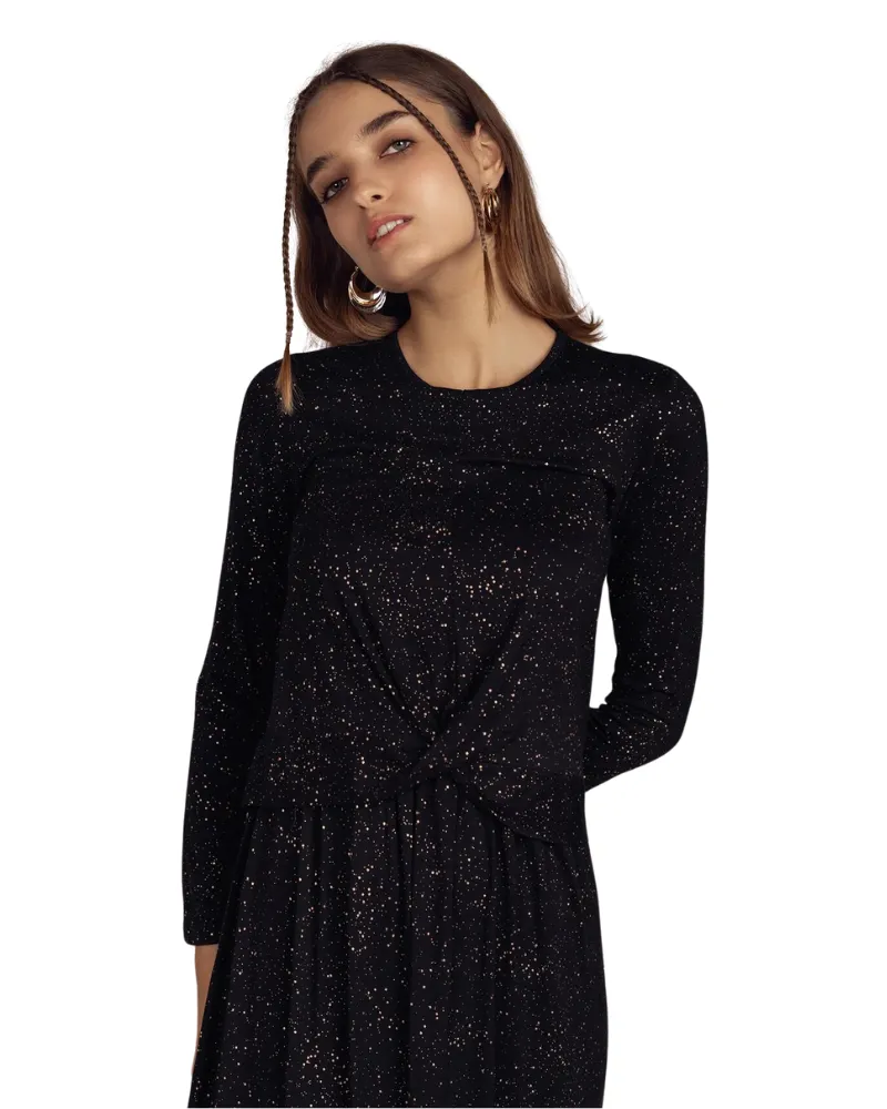 922 Black Gold Speckled Cotton Nursing Nightgown