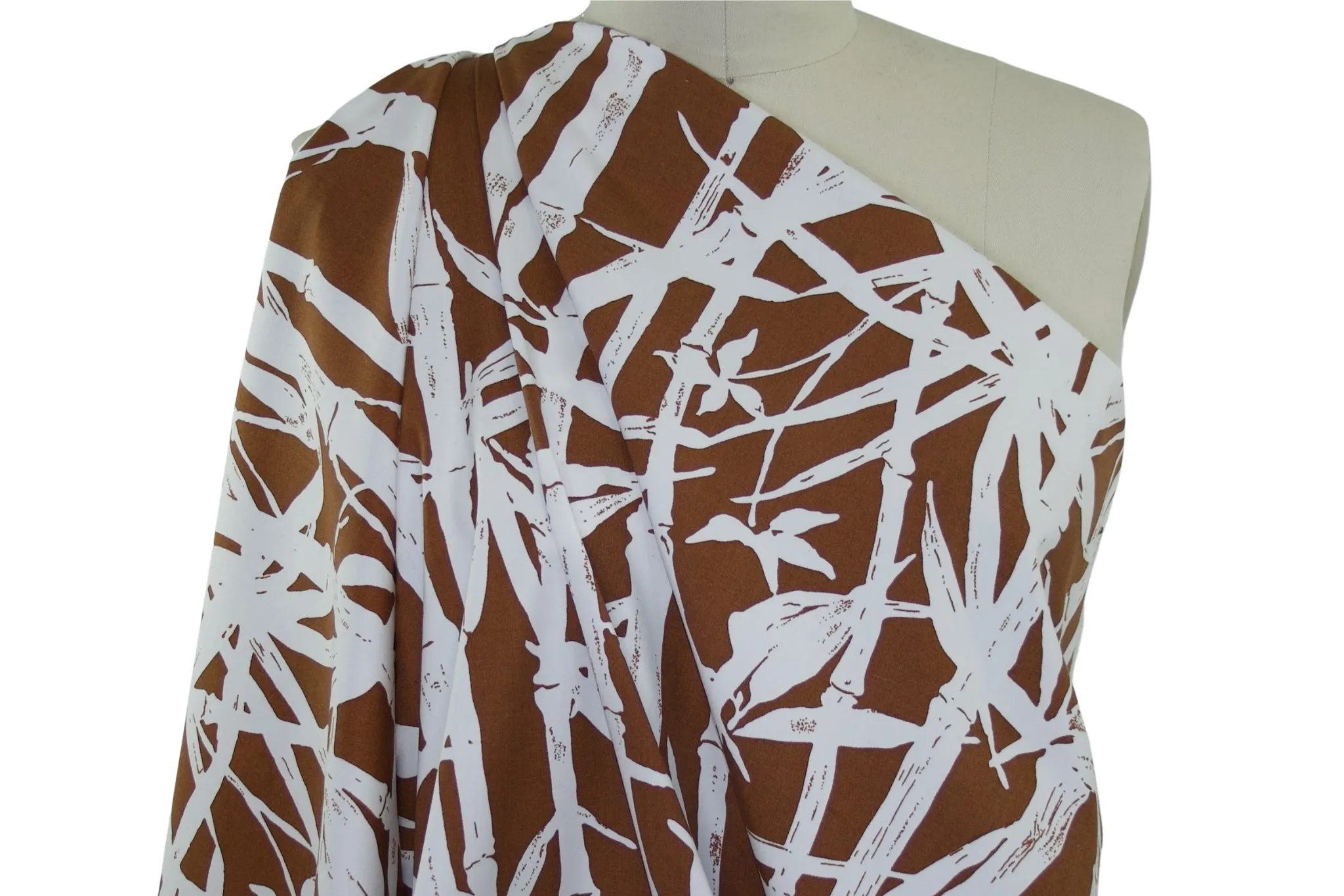 Almost 7/8 yard of Bamboo Forest Stretch Cotton - Brown/White