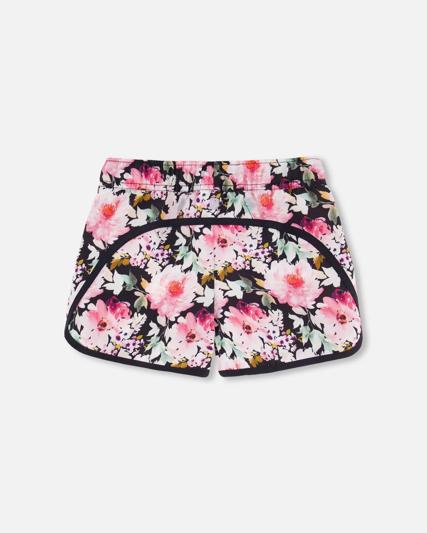 Athletic Shorts Black Printed Big Flowers