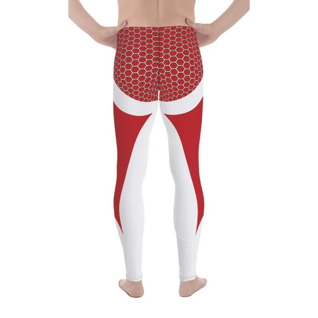 Beehive Geometric Men's Leggings Scarlet Red