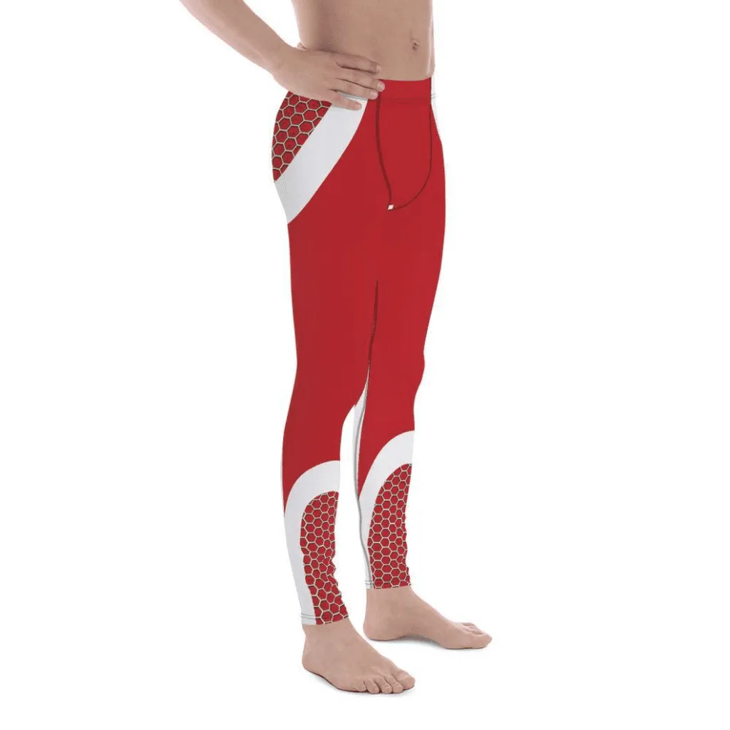 Beehive Geometric Men's Leggings Scarlet Red