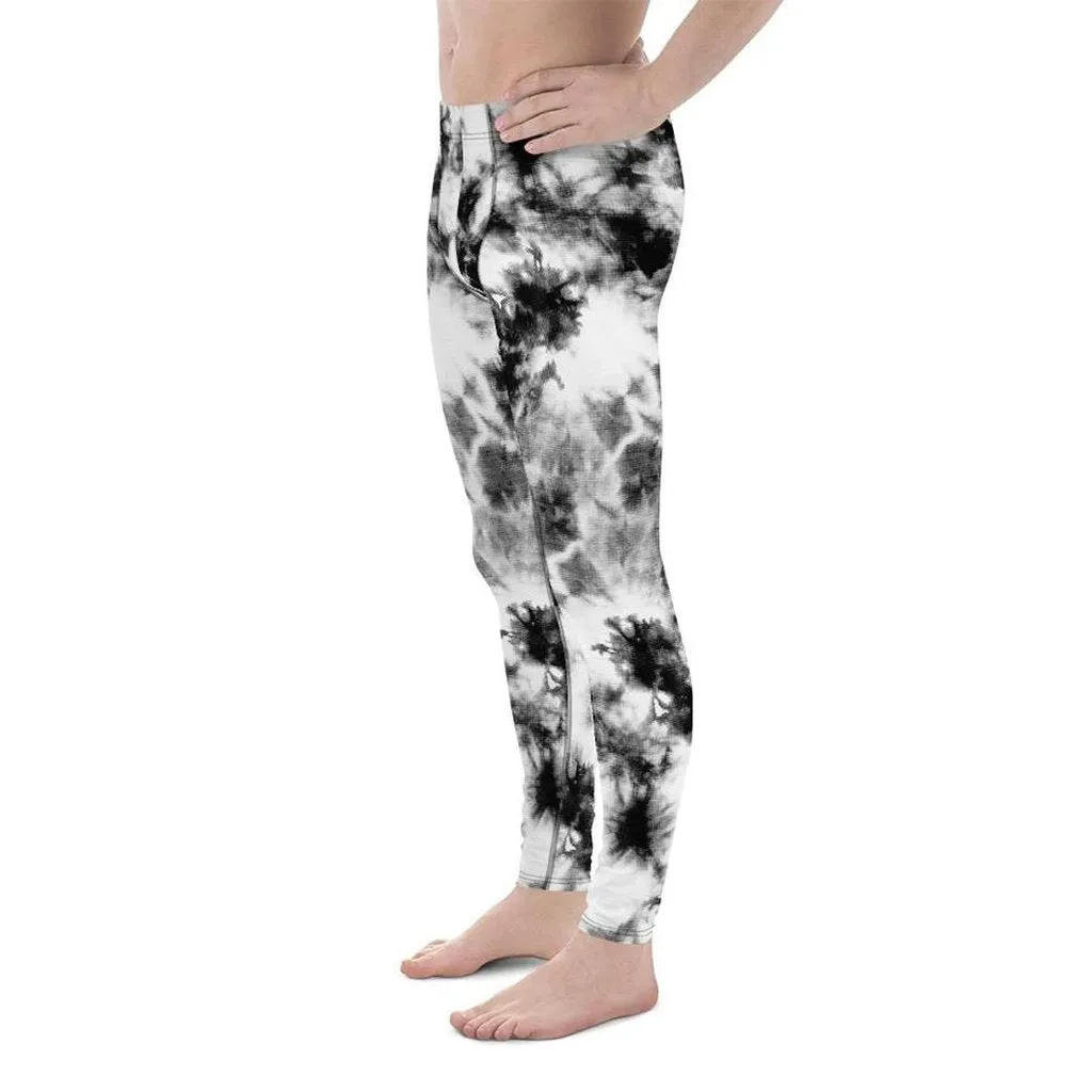 Black & White Tie Dye Men's Leggings