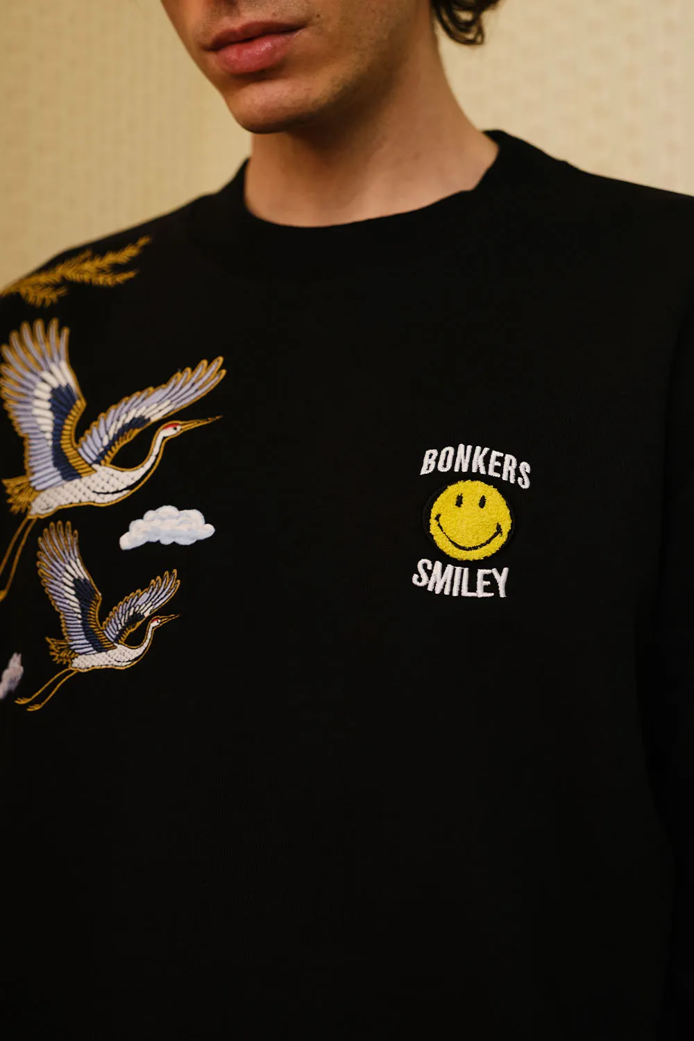 Black Embroidered Smiley Originals Sweatshirt