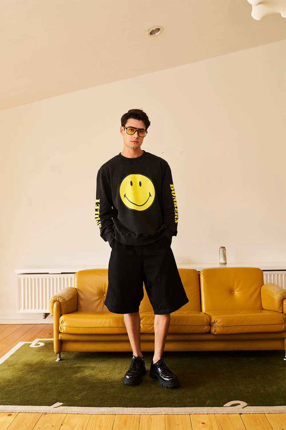 Black Faded Smiley Sweatshirt