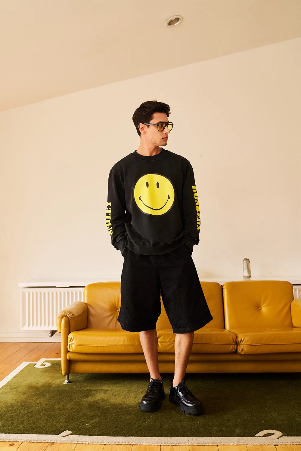 Black Faded Smiley Sweatshirt