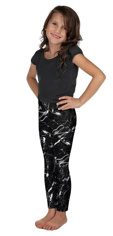 Black Marble Kid's Leggings