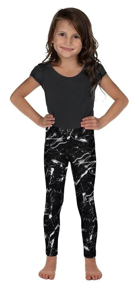 Black Marble Kid's Leggings