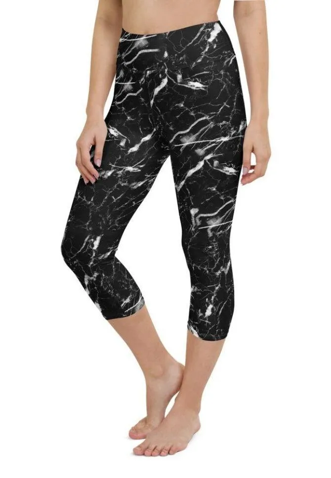 Black Marble Yoga Capris