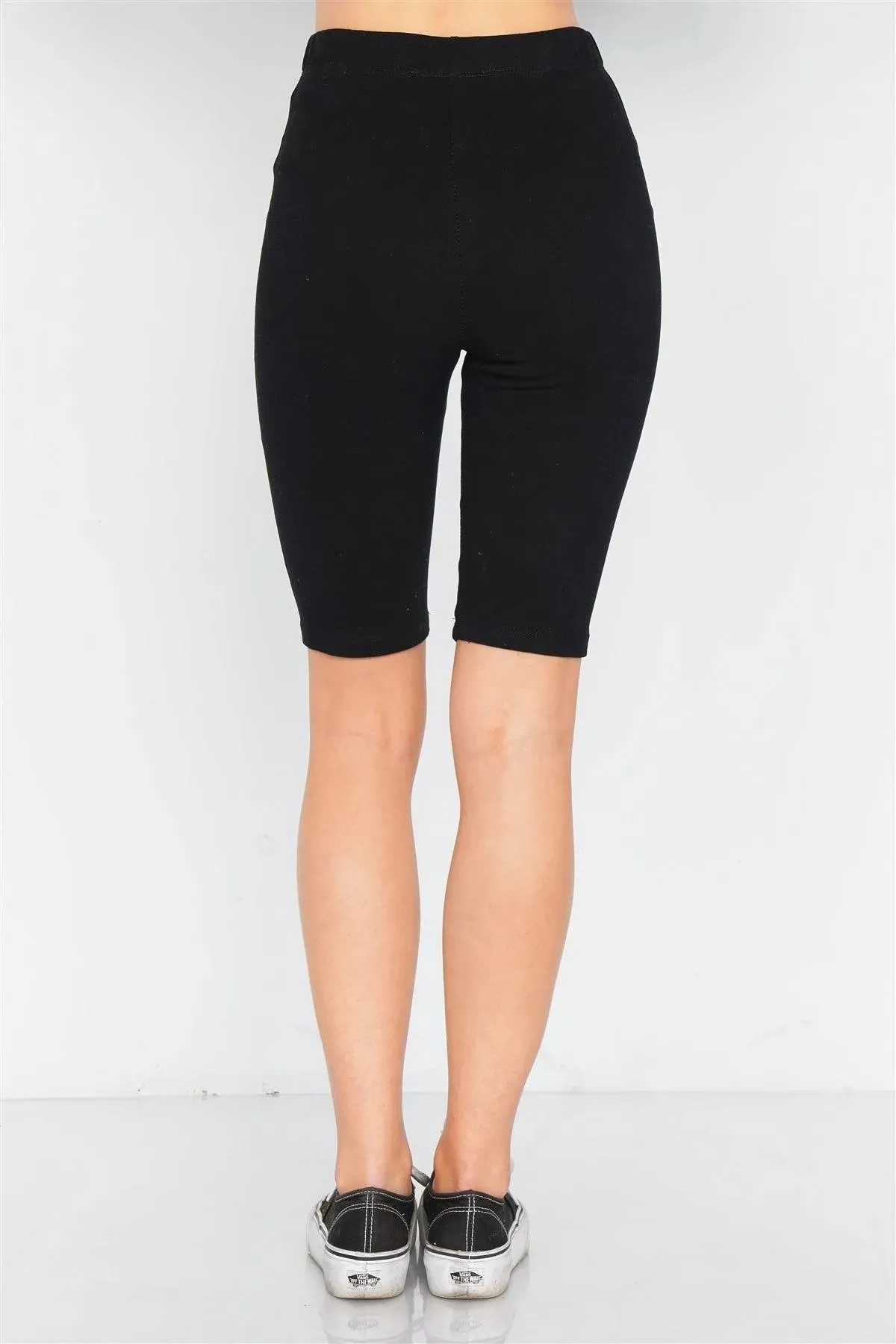 Black Stretchy Athletic Biker Shorts /4-2-1