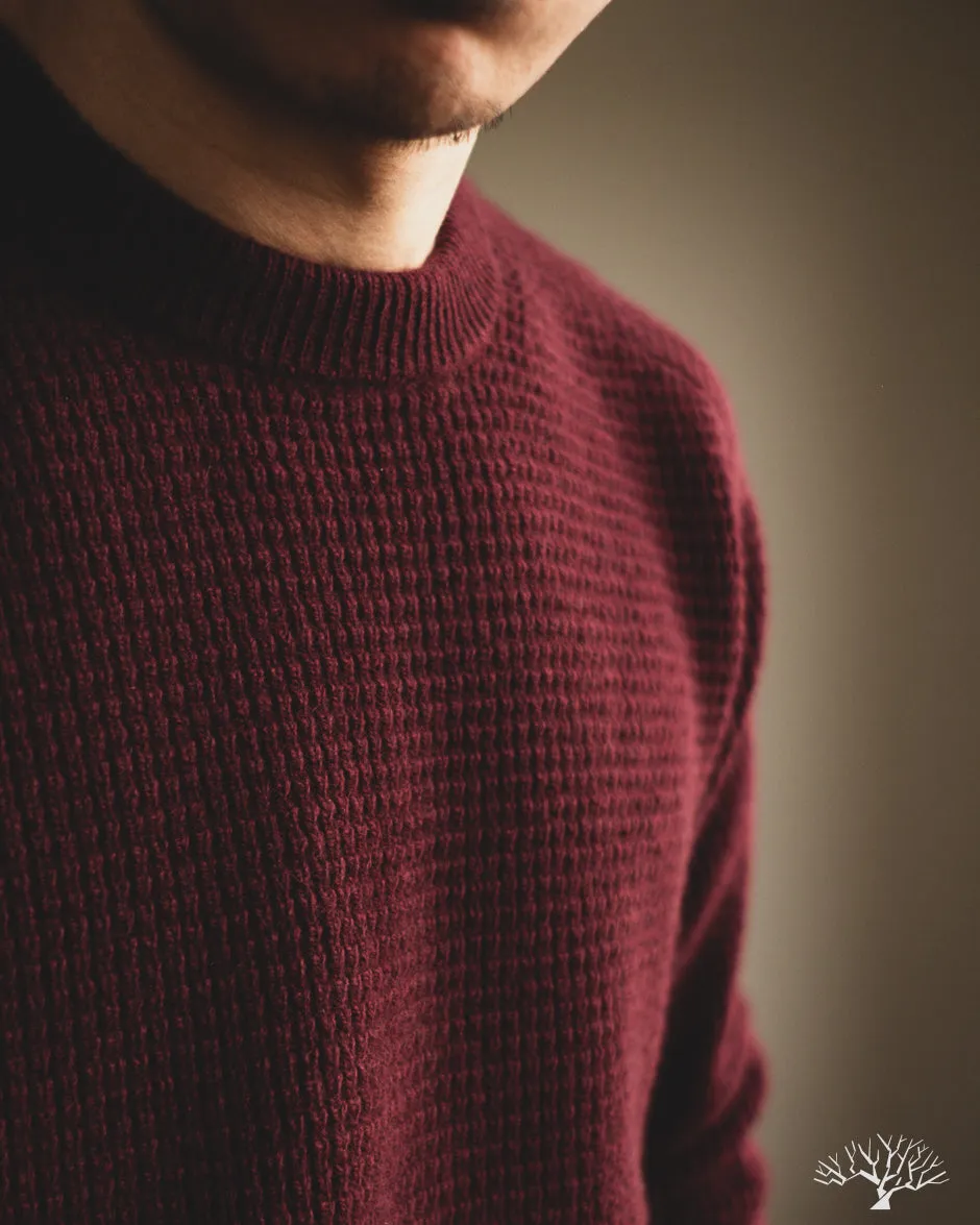 BLADE02 Merino Wool-Cashmere Waffle Pullover - Burgundy