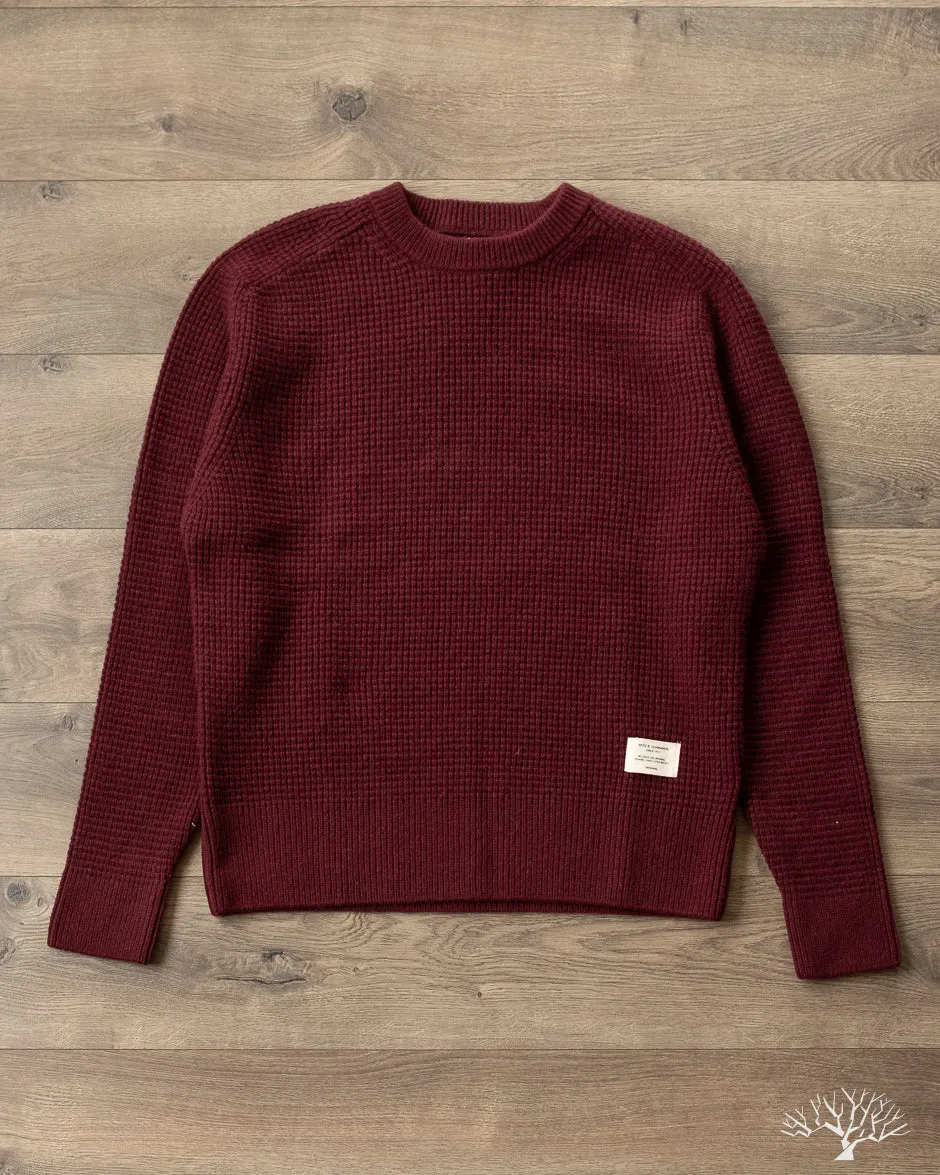 BLADE02 Merino Wool-Cashmere Waffle Pullover - Burgundy