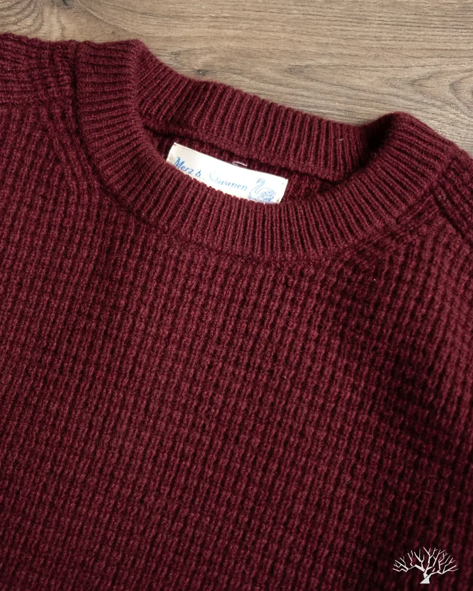 BLADE02 Merino Wool-Cashmere Waffle Pullover - Burgundy