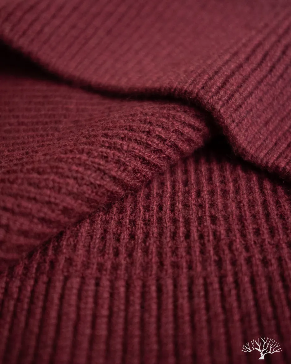 BLADE02 Merino Wool-Cashmere Waffle Pullover - Burgundy