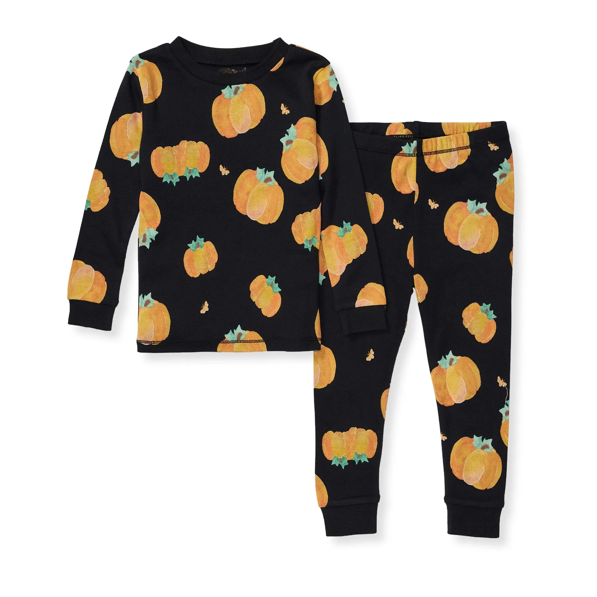 Burt's Bees Organic Snug Fit Two-Piece Pajamas Midnight Pumpkins