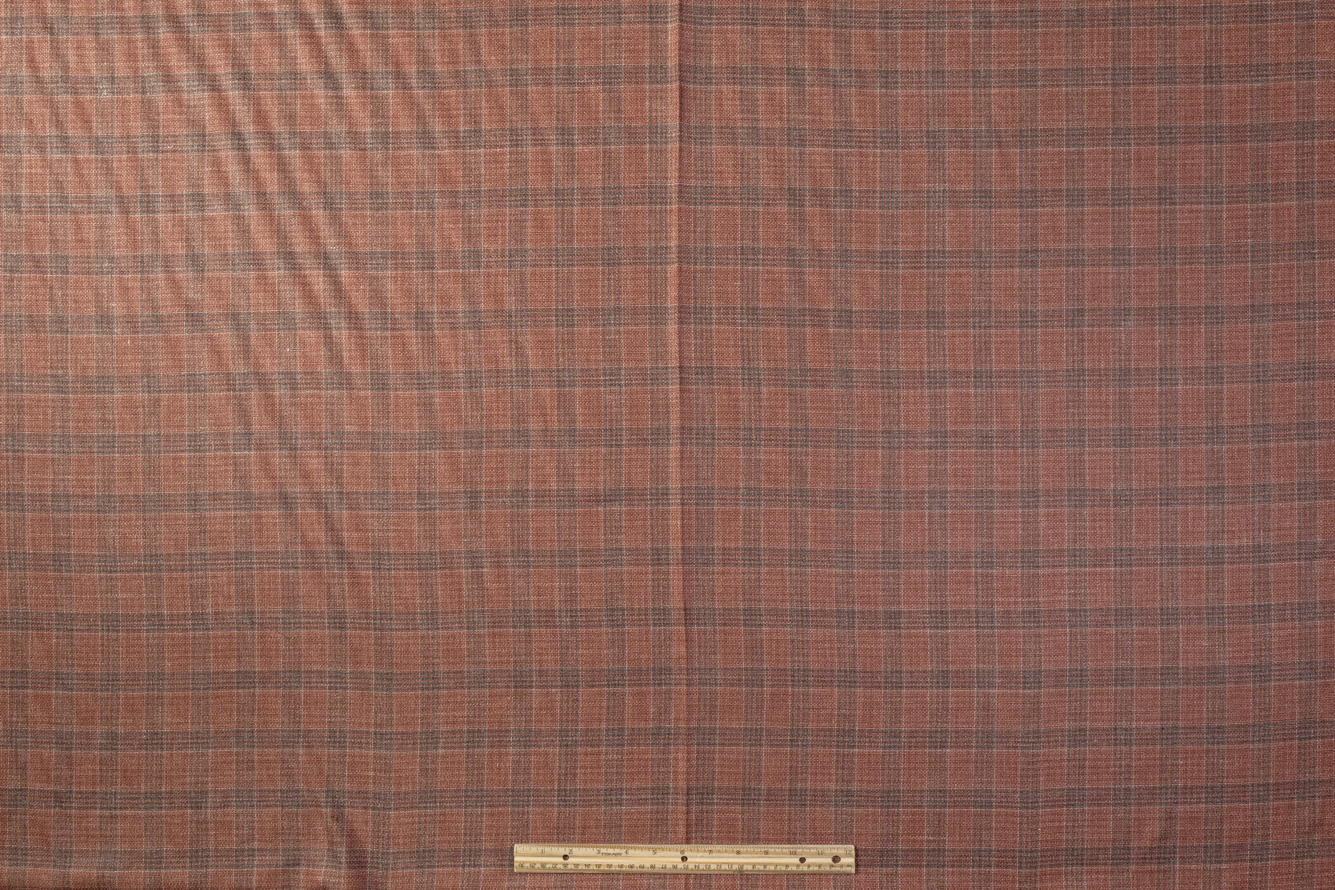 Checked Italian Raw Silk Suiting - Brown / Gray