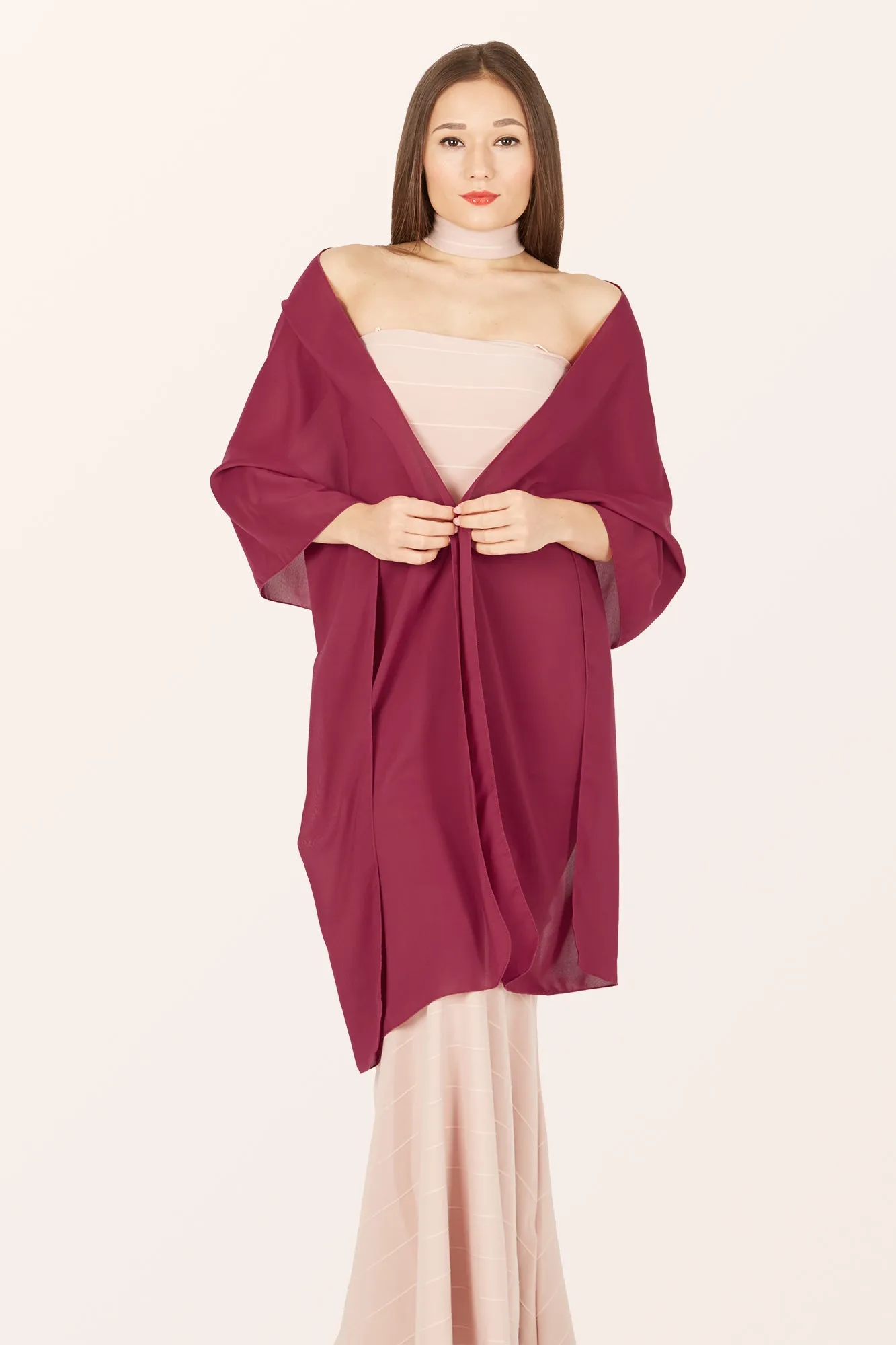 Chiffon Shawl - Burgundy