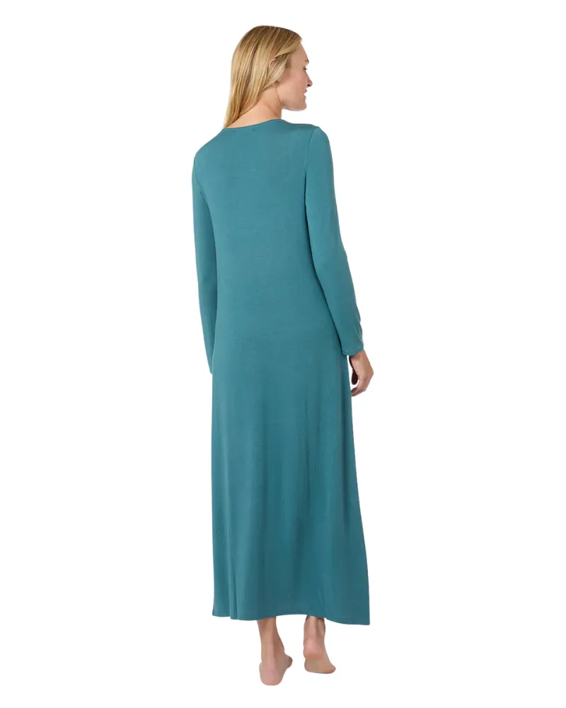 CNL08820 Teal Lace Trimmed Modal Nursing Nightgown