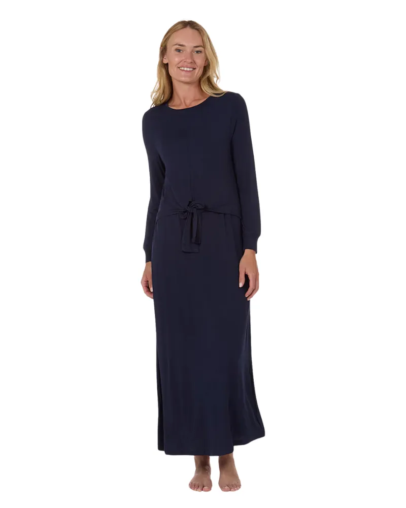 CNL08823 Navy Front Tie Modal Nursing Nightgown