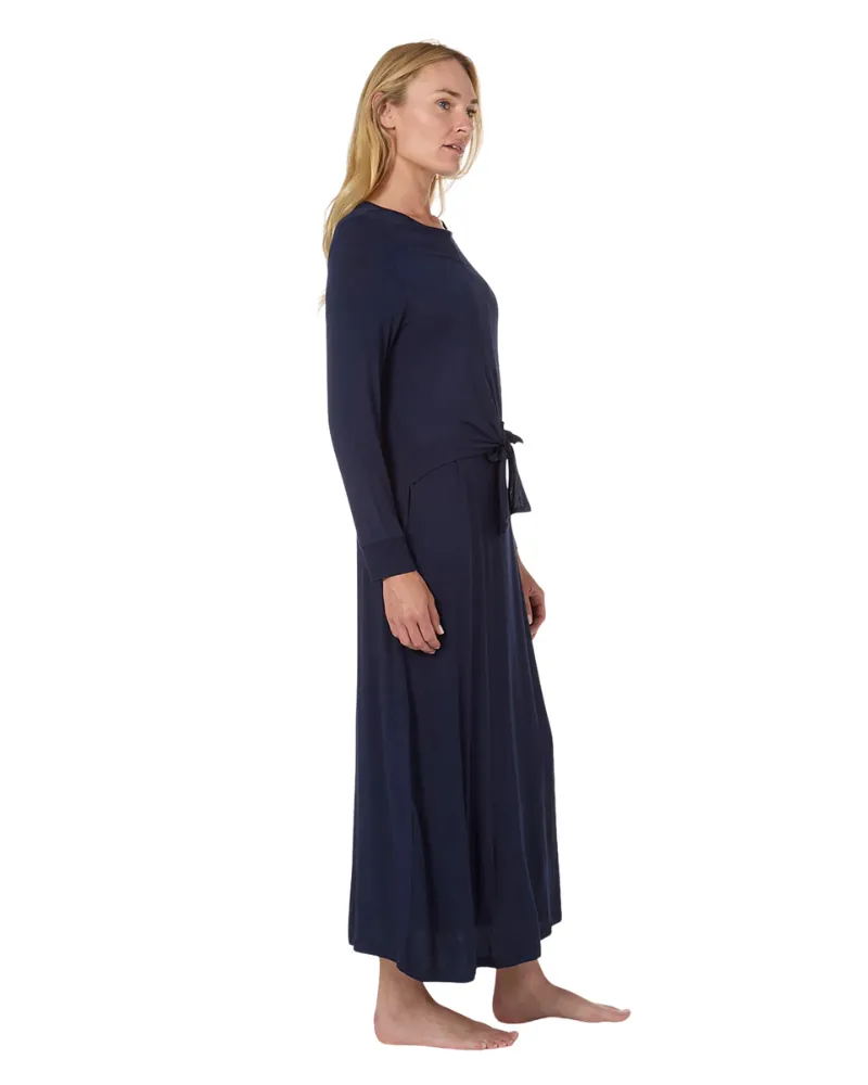 CNL08823 Navy Front Tie Modal Nursing Nightgown