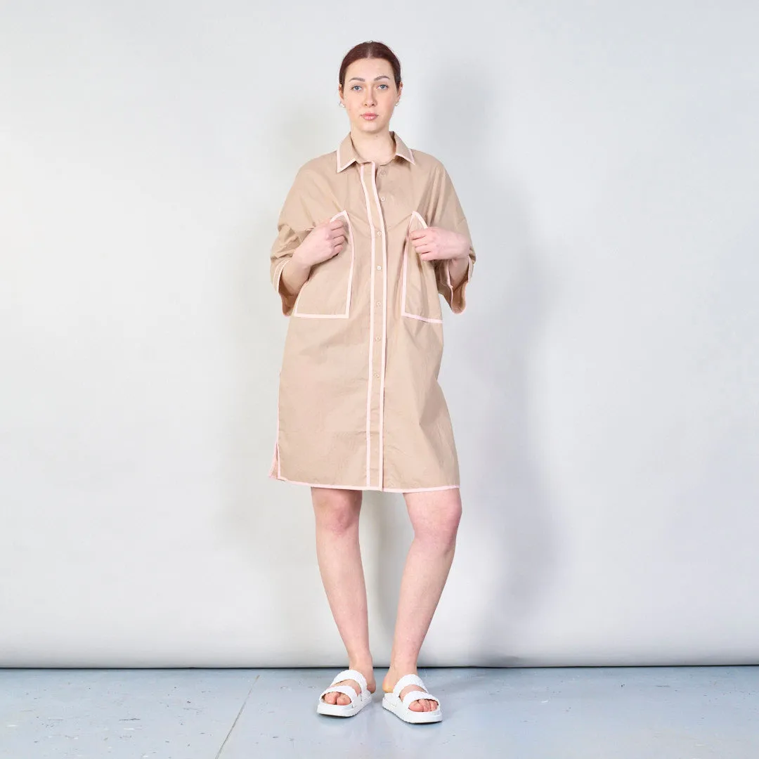 Contrast trim oversized shirtdress wholesale