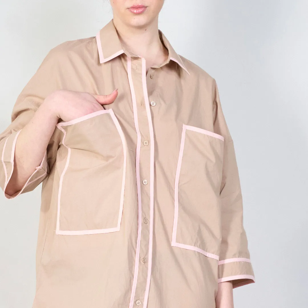 Contrast trim oversized shirtdress wholesale