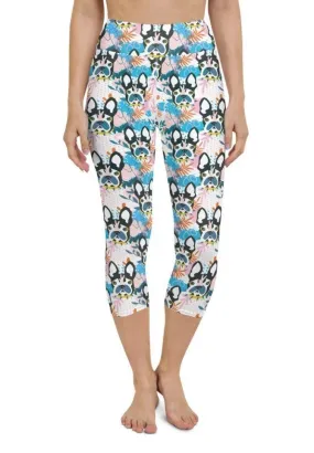 Cute Puppy Print Yoga Capris