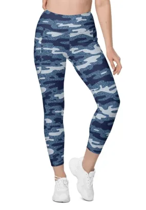 Denim Camo Print Leggings With Pockets