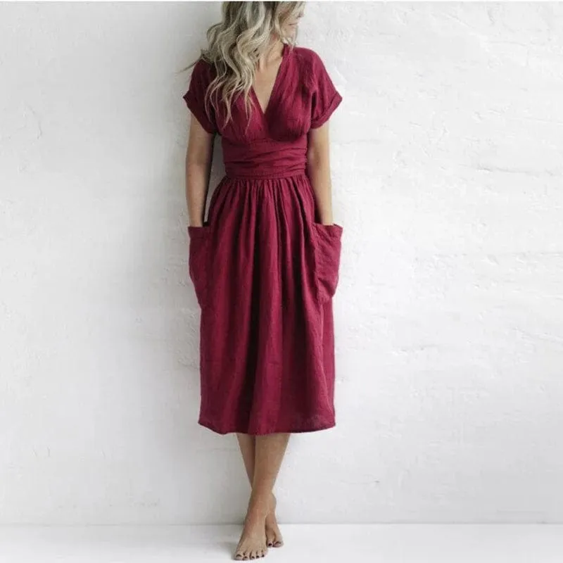 Esther, Cotton Linen Dress (S-4XL)