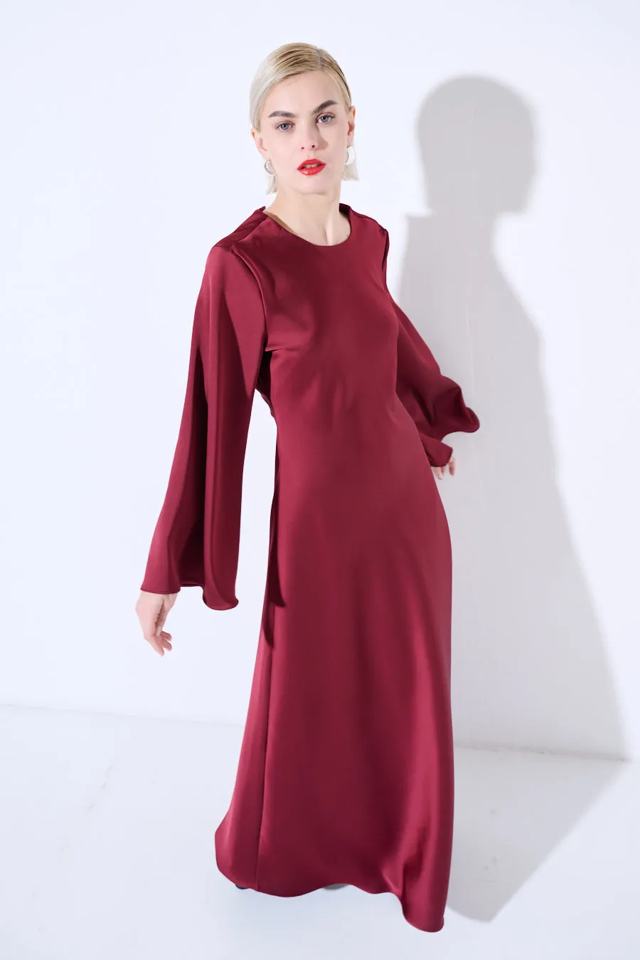 Flowing flared sleeve maxi dress wholesale