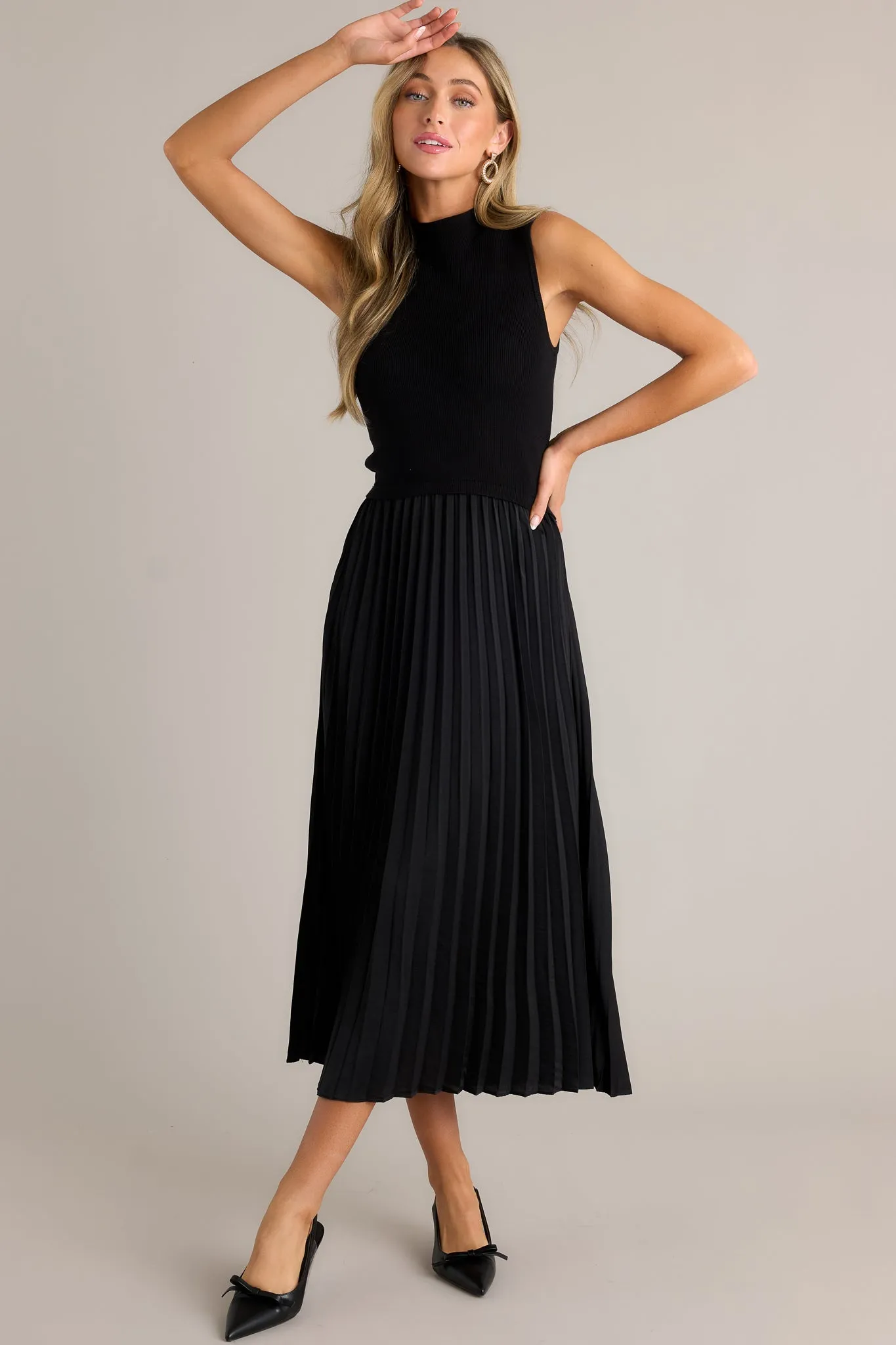 Graceful Gather Black Sleeveless Maxi Dress