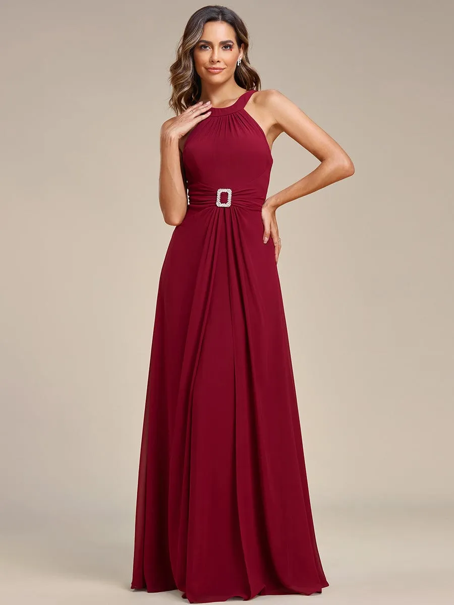 Graceful Halter Neck Chiffon Maxi Evening Dress