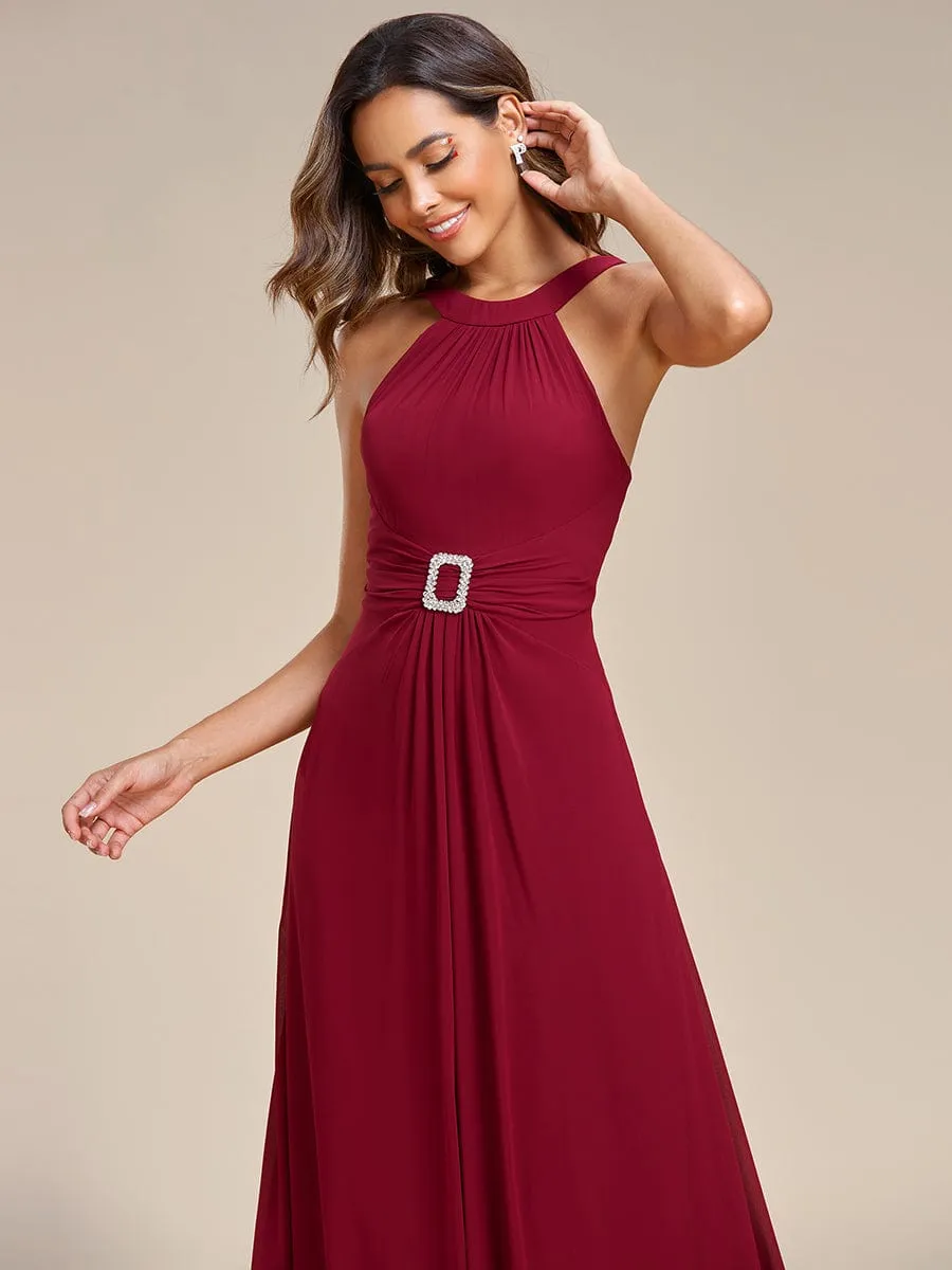 Graceful Halter Neck Chiffon Maxi Evening Dress