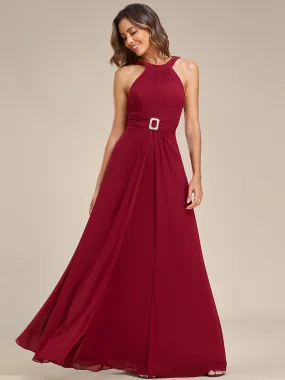 Graceful Halter Neck Chiffon Maxi Evening Dress