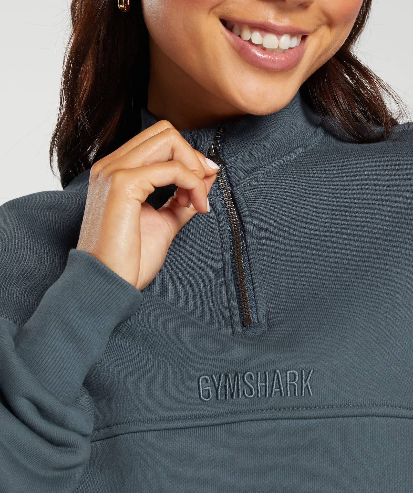 Gymshark Heavyweight Loopback Sweat Pullover - Titanium Blue