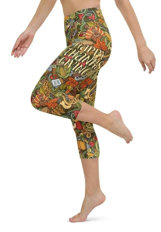 Happy Thanksgiving Yoga Capris