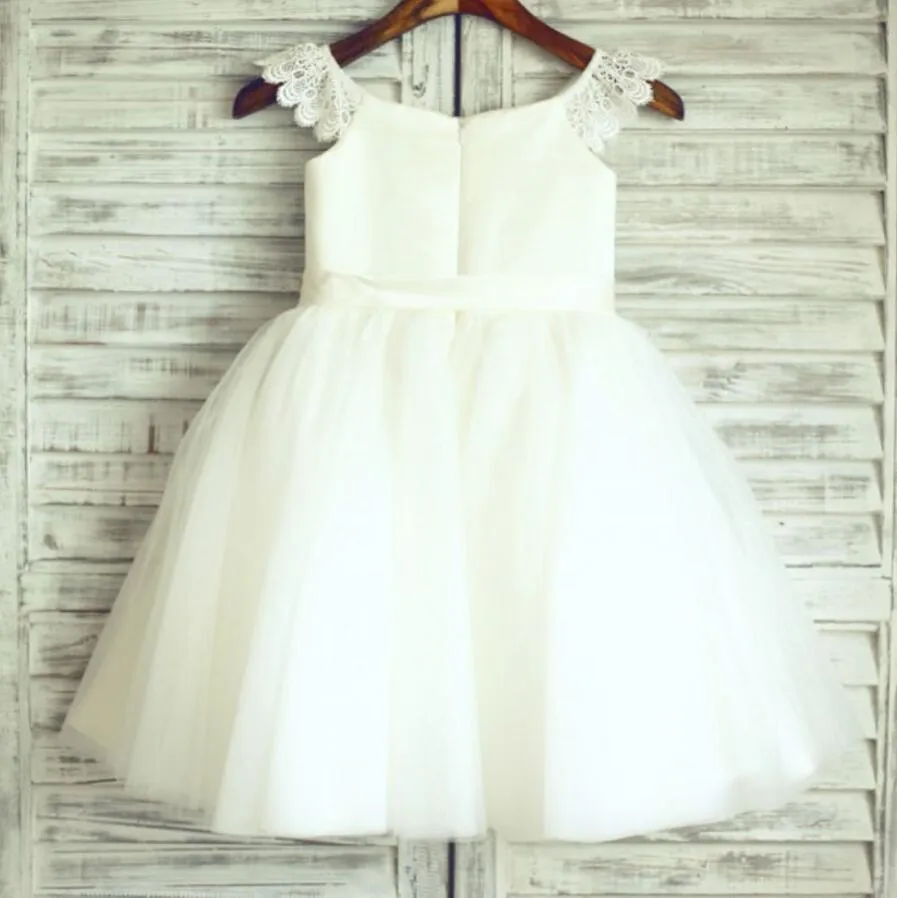 Ivory Lovely Tulle Cheap Flower Girl Dresses, Weding Little Girl Dresses, FGS015