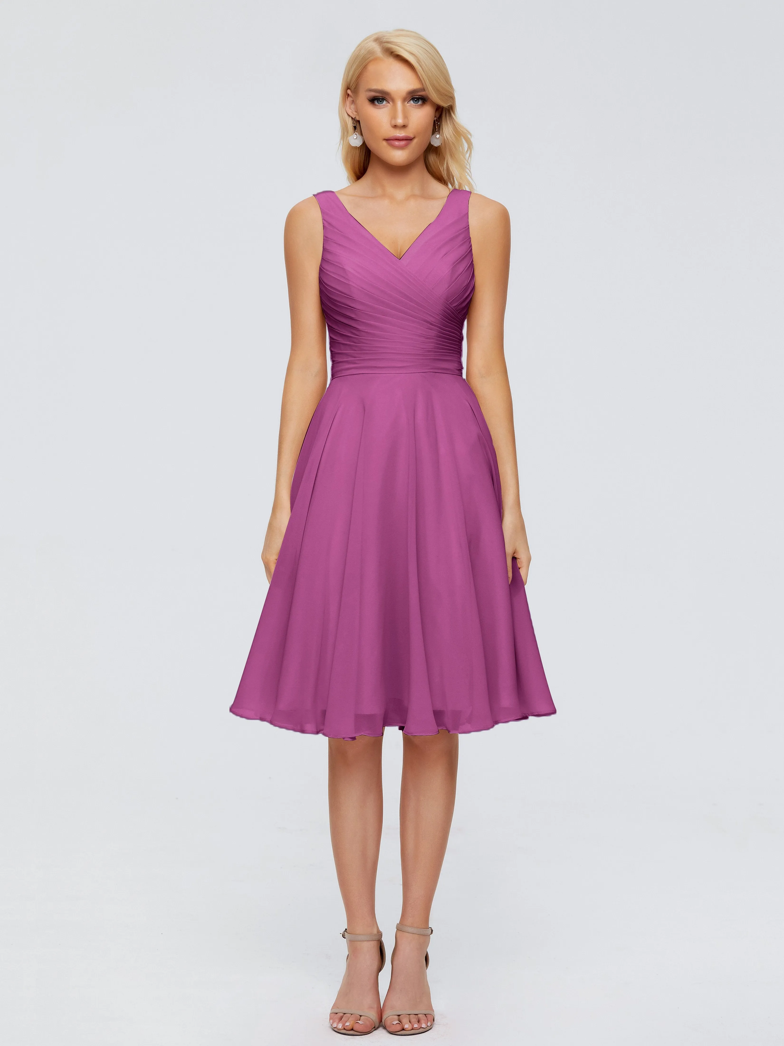 Jocelyn Lovely V-Neck Short Chiffon Bridesmaid Dresses