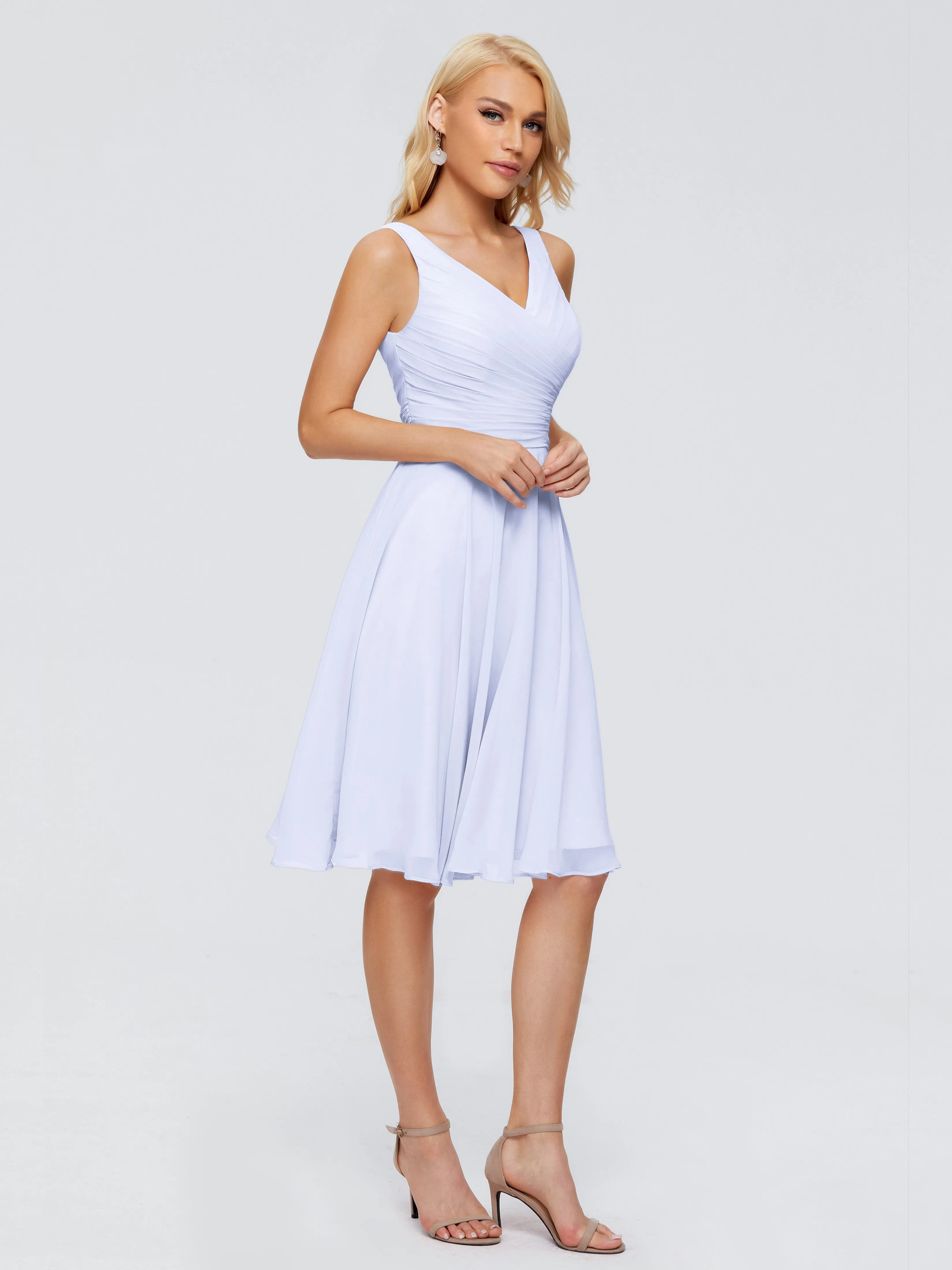 Jocelyn Lovely V-Neck Short Chiffon Bridesmaid Dresses