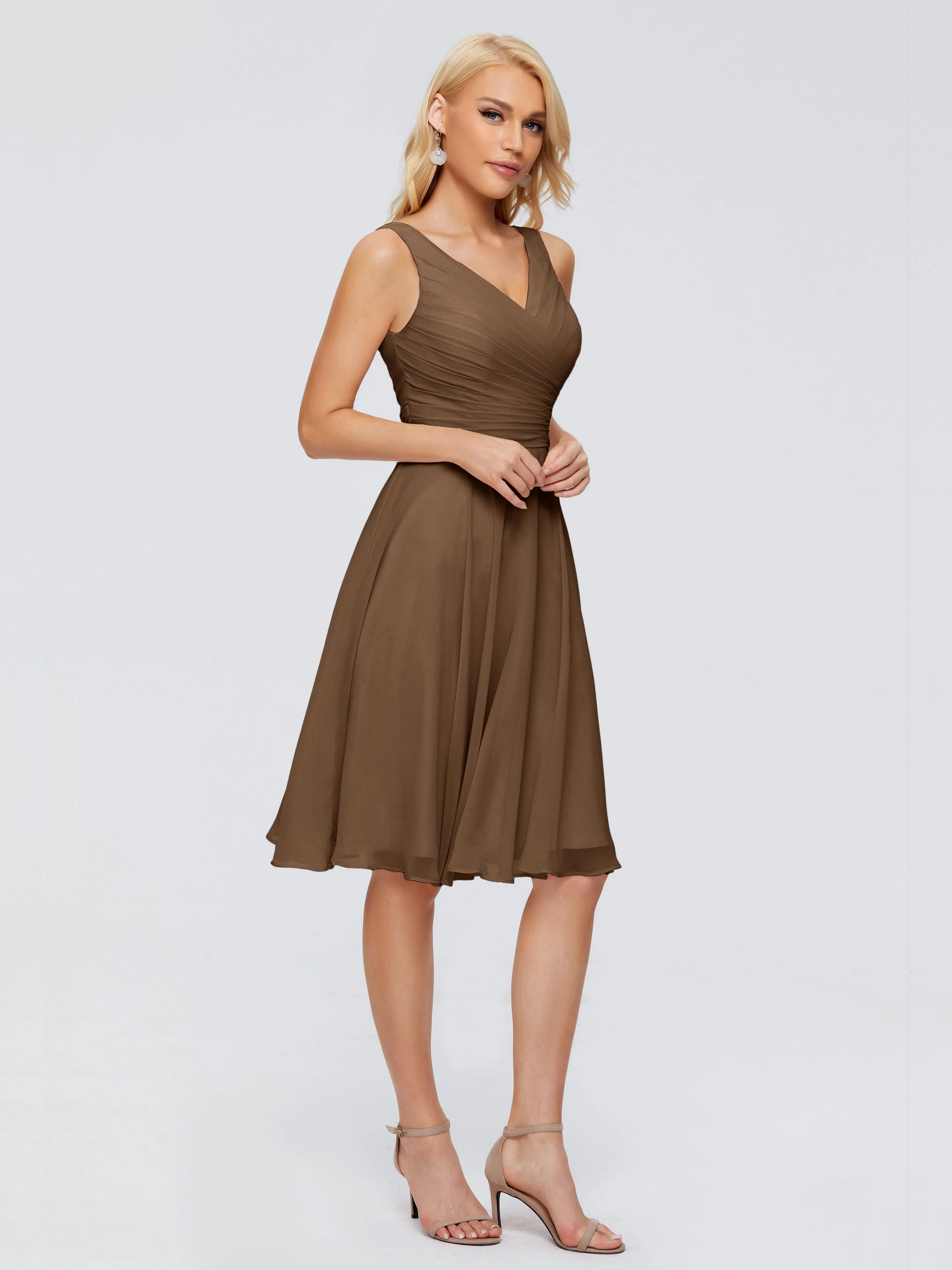 Jocelyn Lovely V-Neck Short Chiffon Bridesmaid Dresses