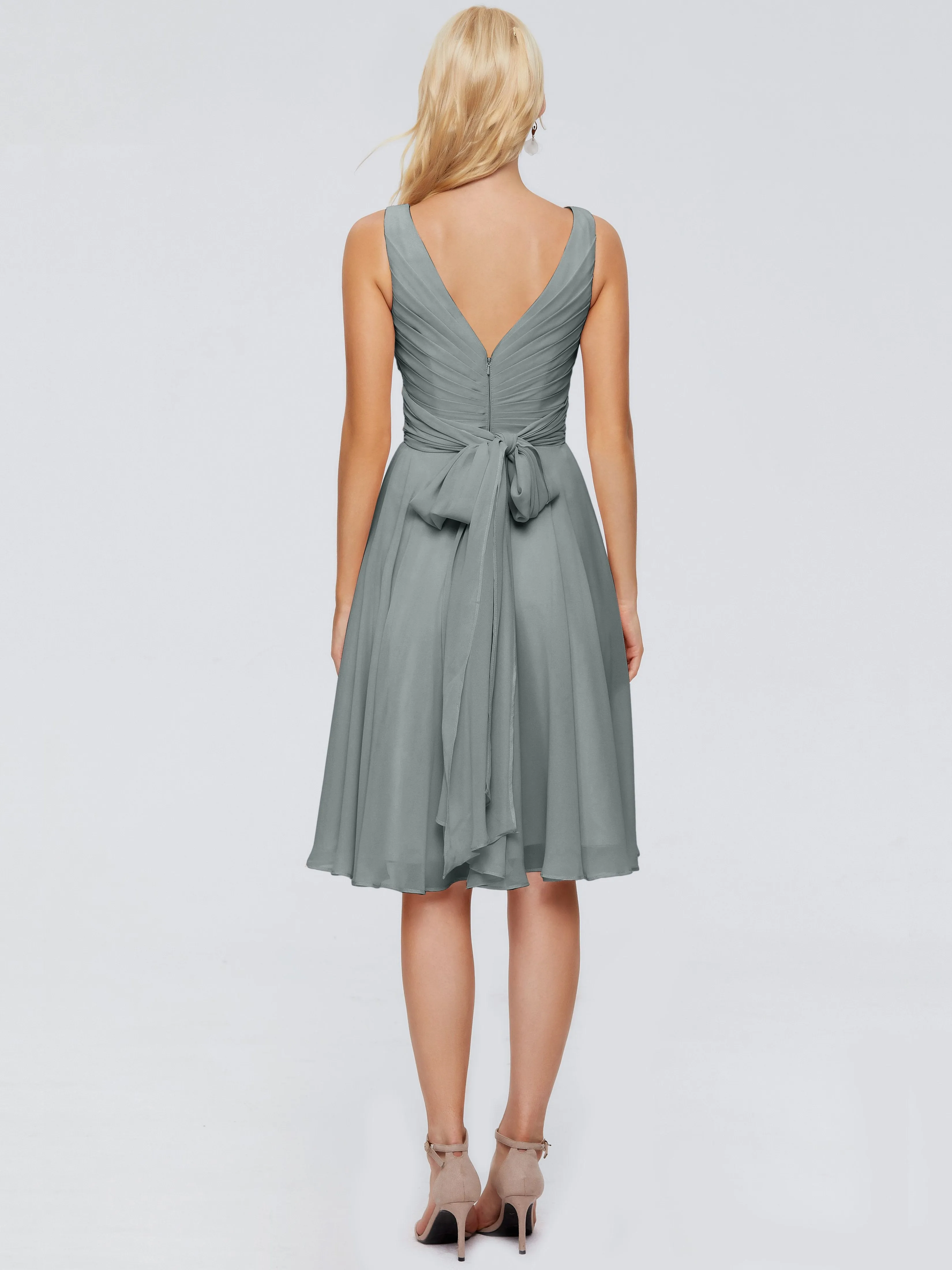 Jocelyn Lovely V-Neck Short Chiffon Bridesmaid Dresses