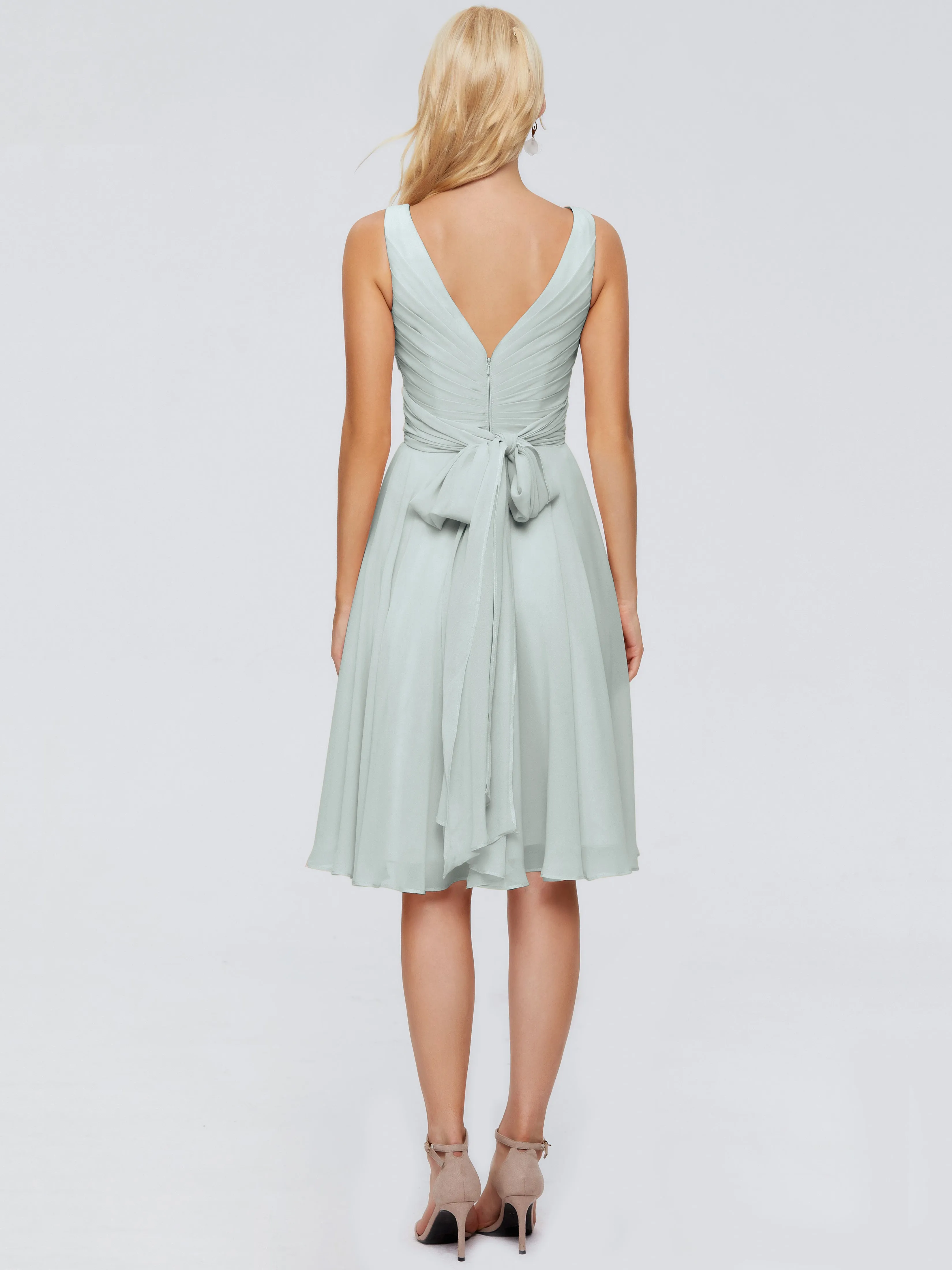 Jocelyn Lovely V-Neck Short Chiffon Bridesmaid Dresses