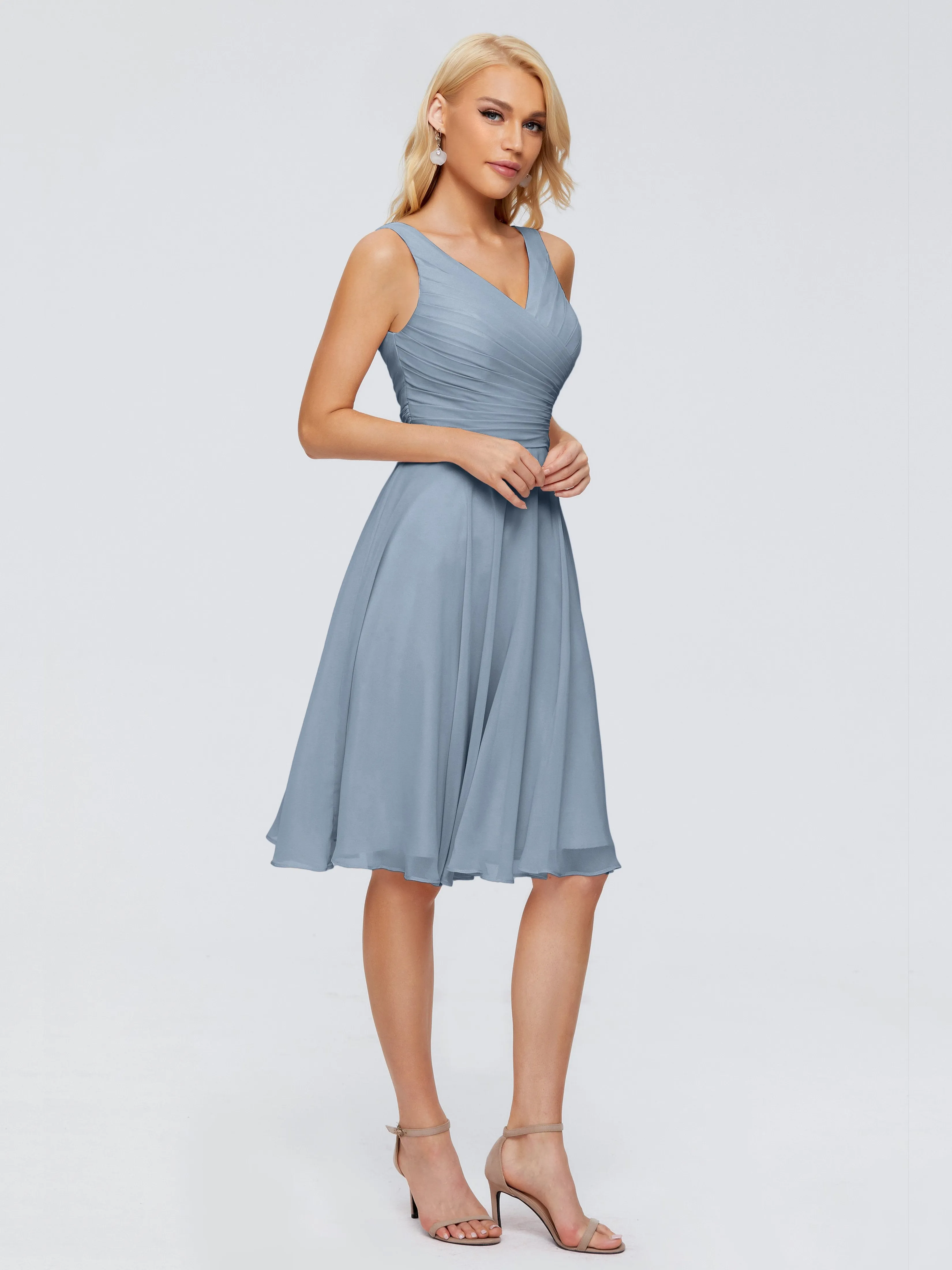 Jocelyn Lovely V-Neck Short Chiffon Bridesmaid Dresses