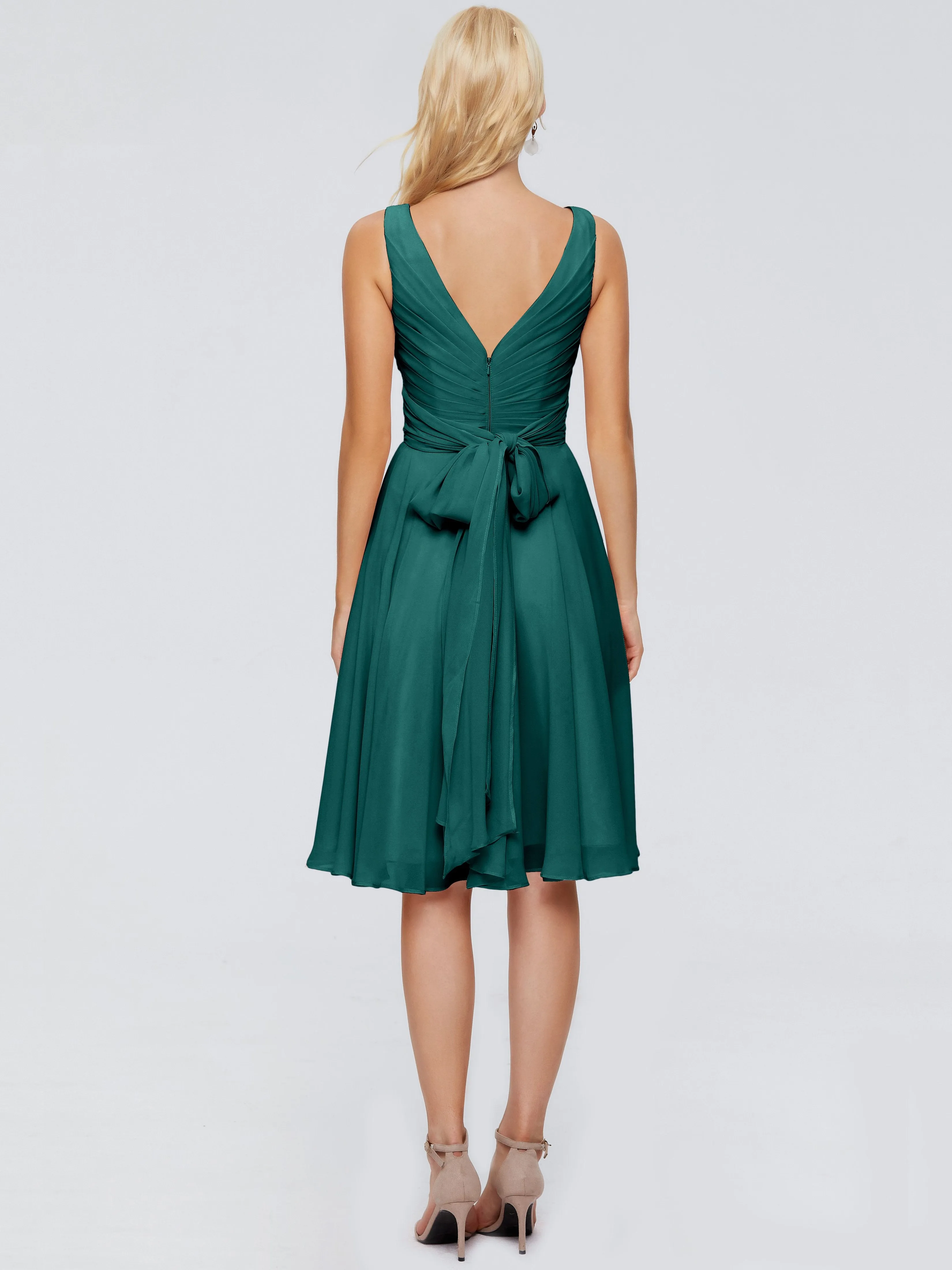 Jocelyn Lovely V-Neck Short Chiffon Bridesmaid Dresses