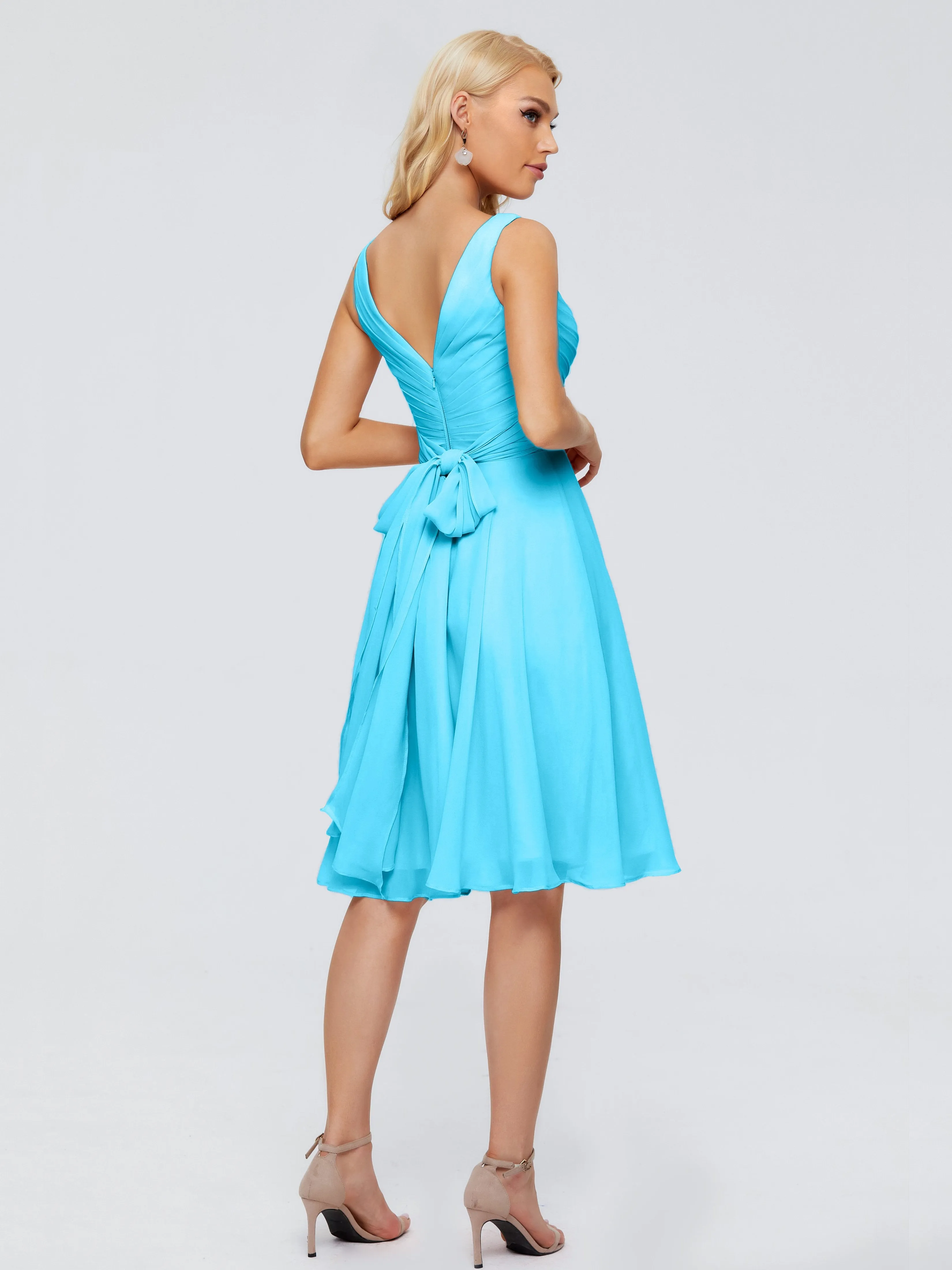 Jocelyn Lovely V-Neck Short Chiffon Bridesmaid Dresses