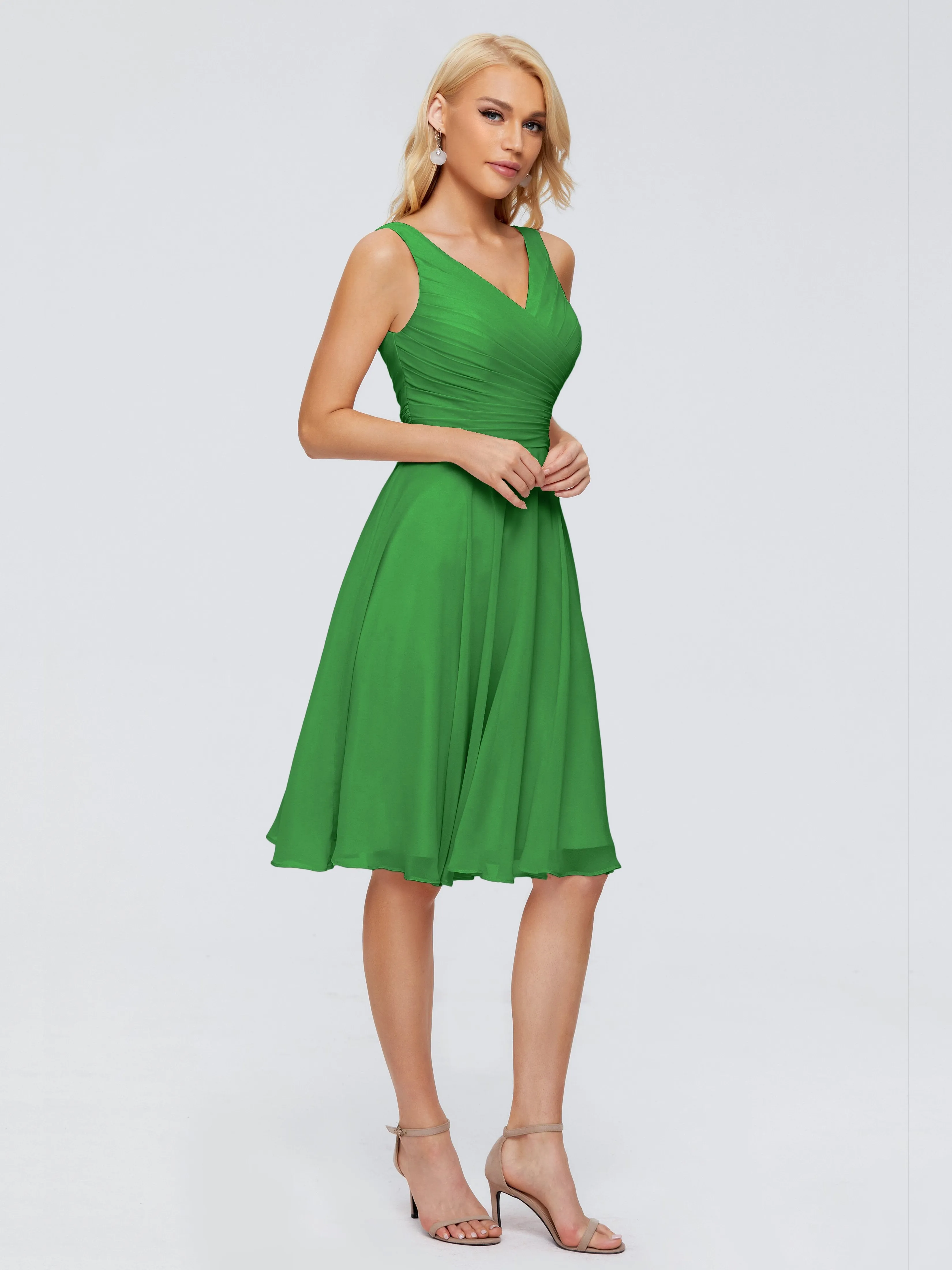 Jocelyn Lovely V-Neck Short Chiffon Bridesmaid Dresses