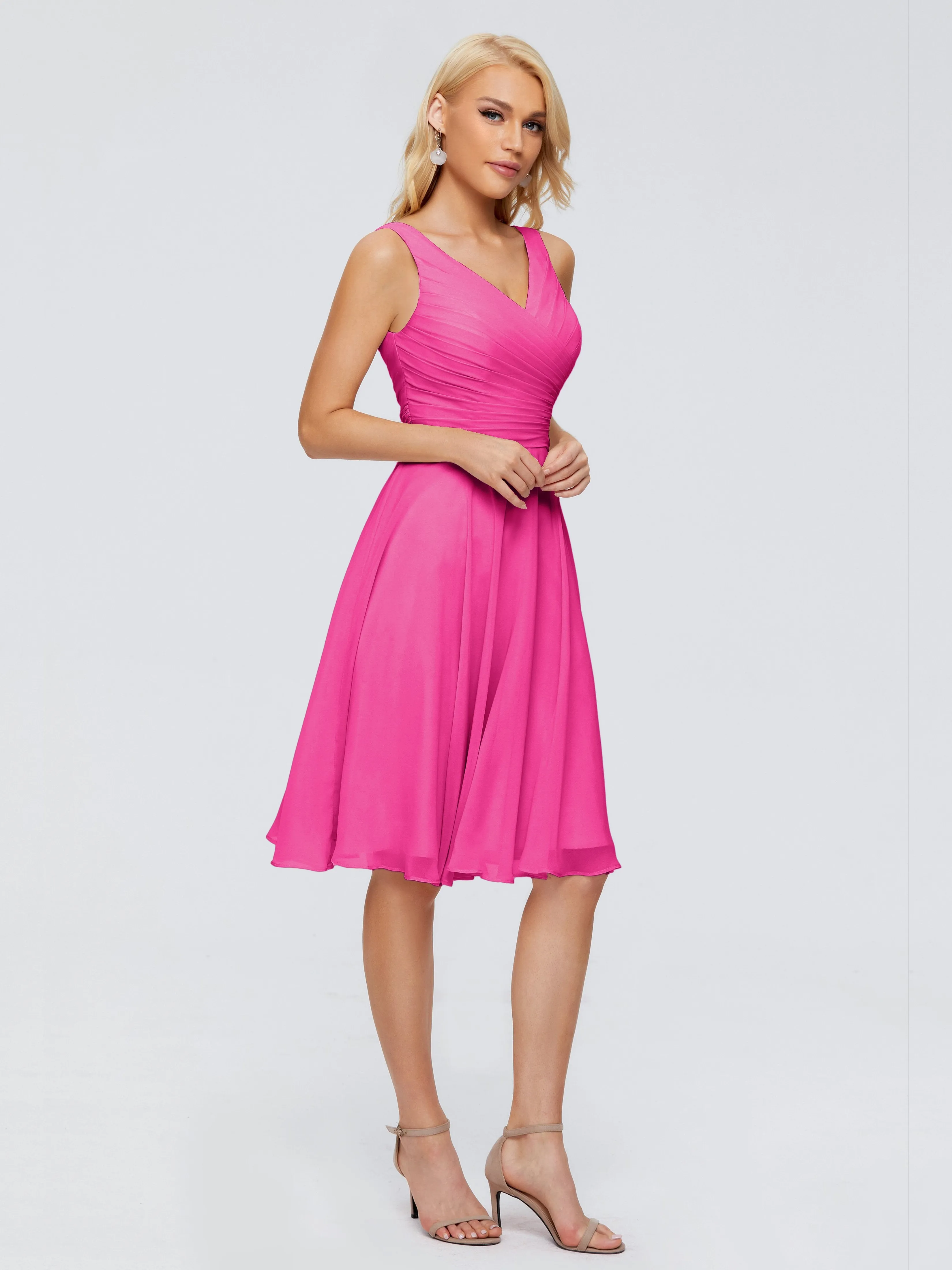 Jocelyn Lovely V-Neck Short Chiffon Bridesmaid Dresses