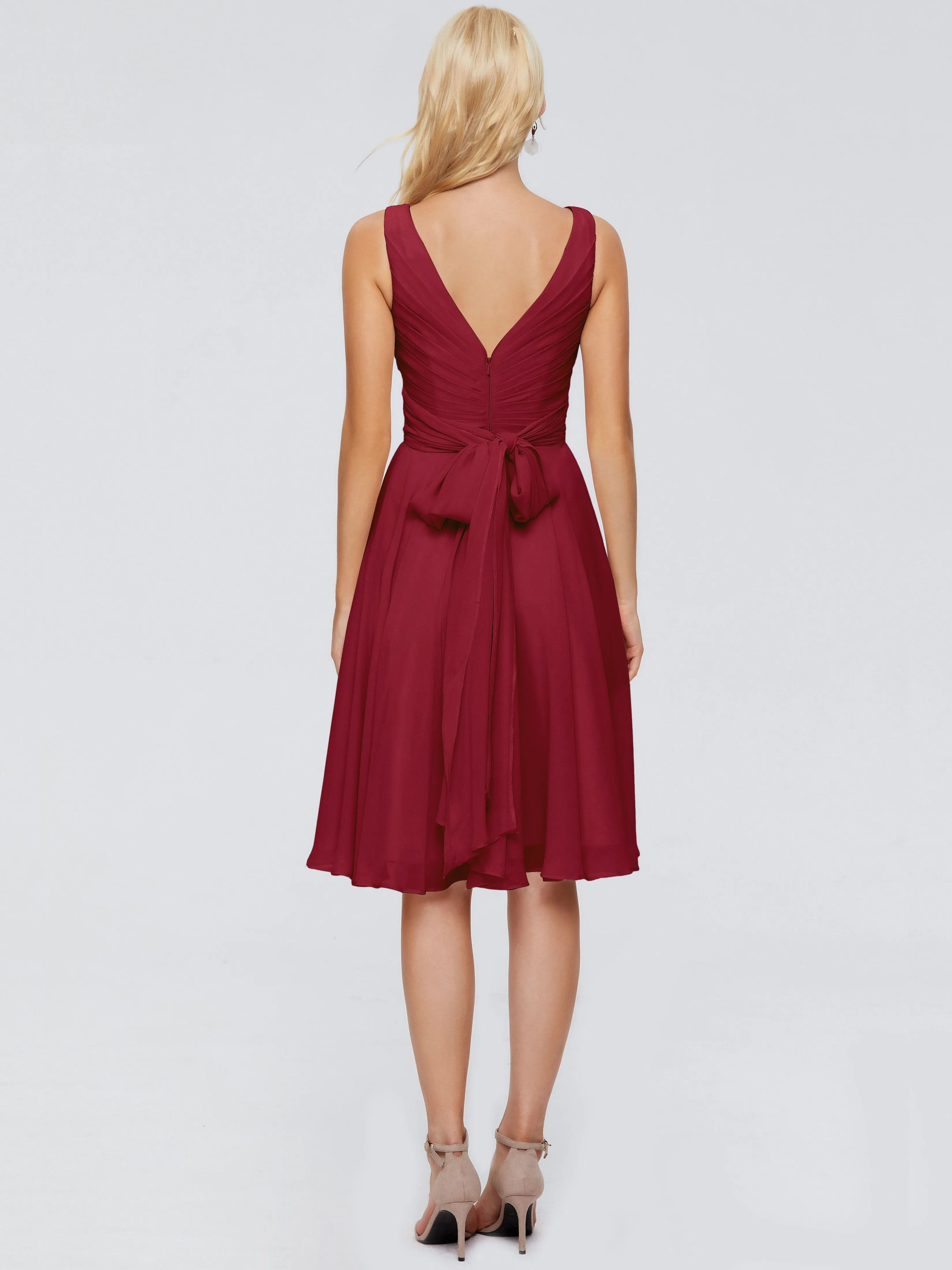 Jocelyn Lovely V-Neck Short Chiffon Bridesmaid Dresses